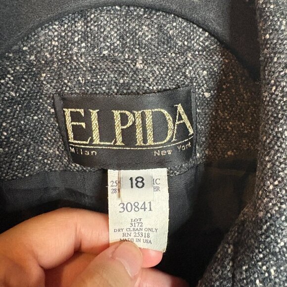 Vintage ELPIDA grey fur lined collar wool blend blazer jacket - Picture 3 of 6